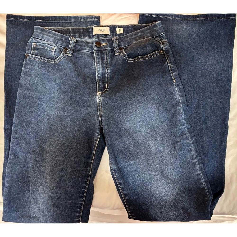 Miss Me Women's High-Rise Flare Leg Denim Jeans Size 28 Blue
